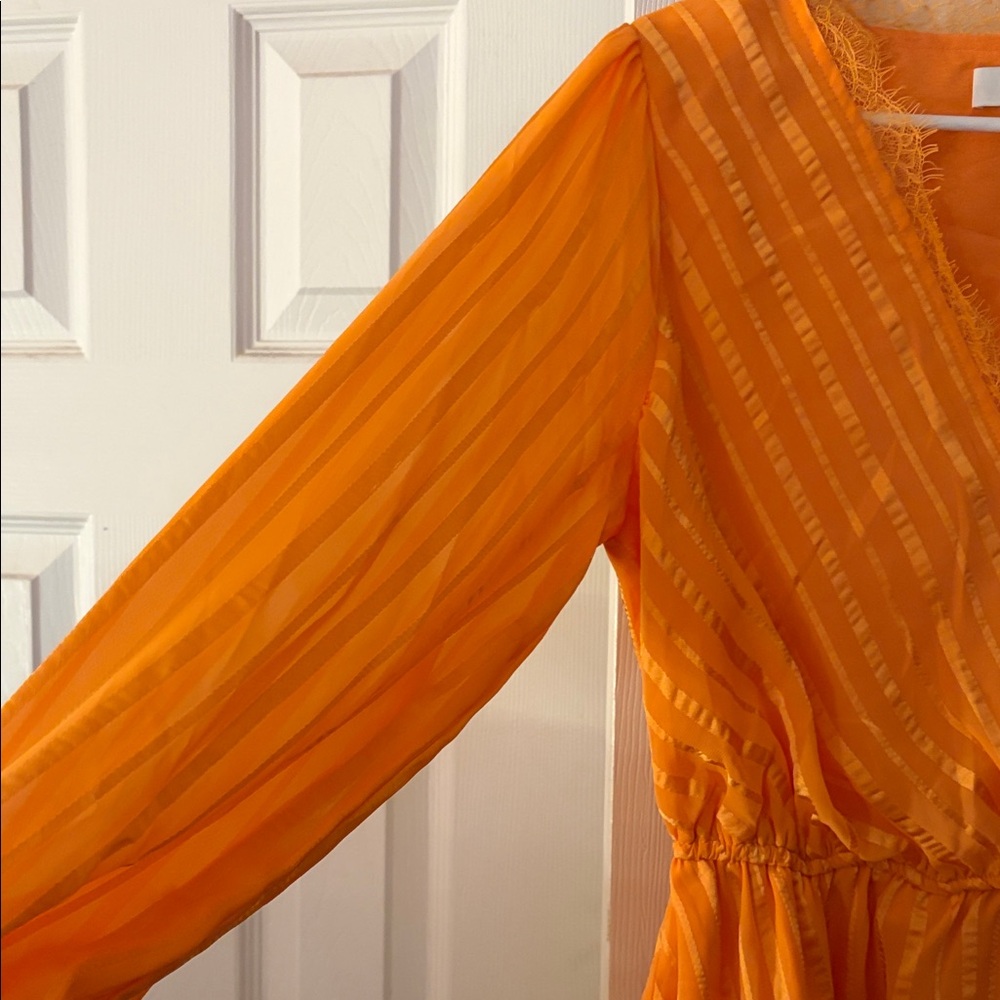 DO+BE Women's Vibrant Orange Striped Blouse - Picture 5 of 7